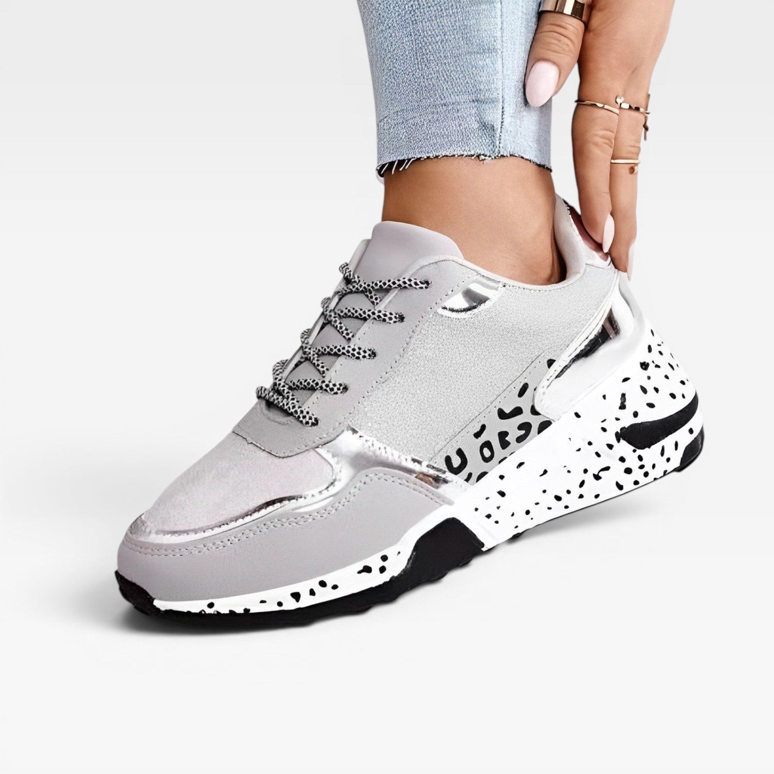 Women’s Chunky Trainers – Platform Casual Trainers White Gold Summer