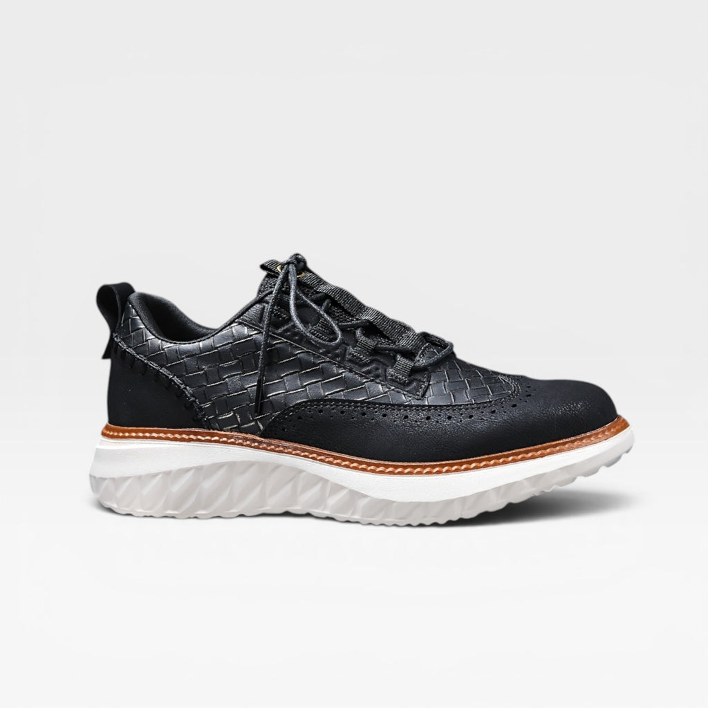 Men's Leather Brogue Trainers – Smart Casual Lace Up Sneakers