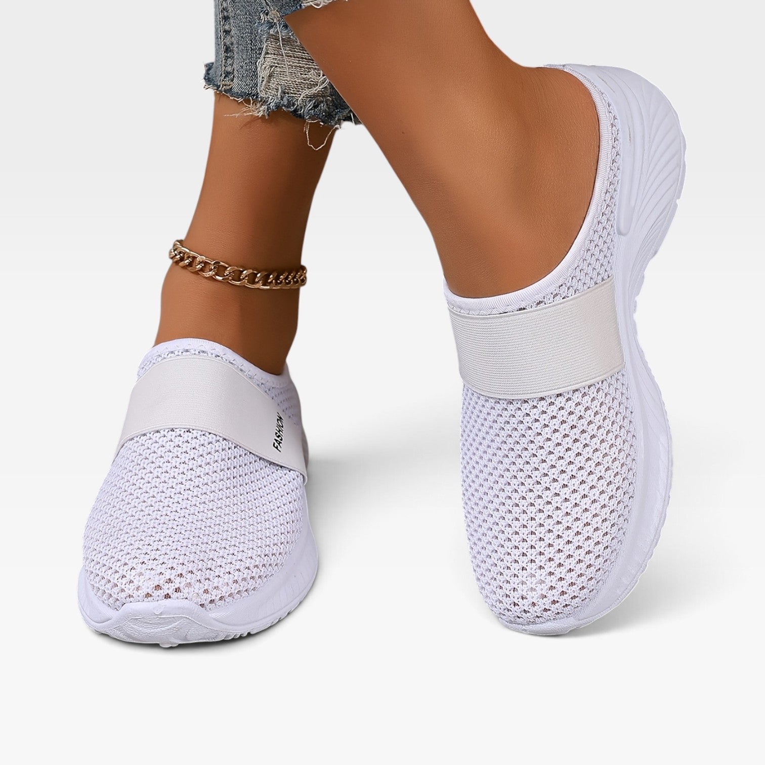 Women's Knit Slip On Trainers – Breathable Cushioned Comfort Sneakers