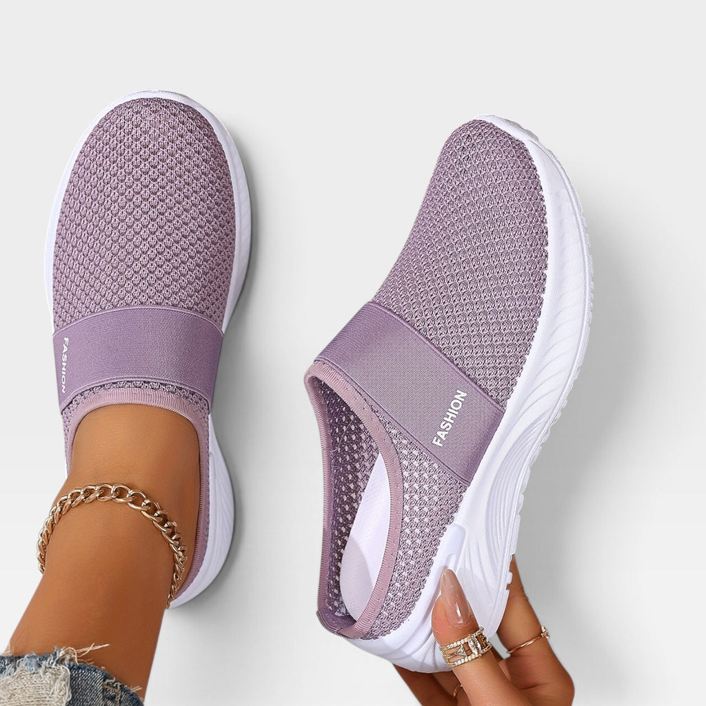 Women's Knit Slip On Trainers – Breathable Cushioned Comfort Sneakers