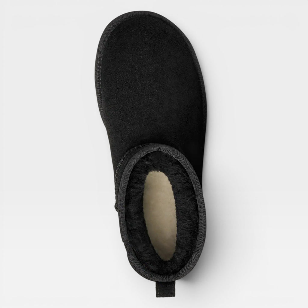 Women's Cowhide Suede Platform Ankle Boots – Shearling Lined Mini Boots