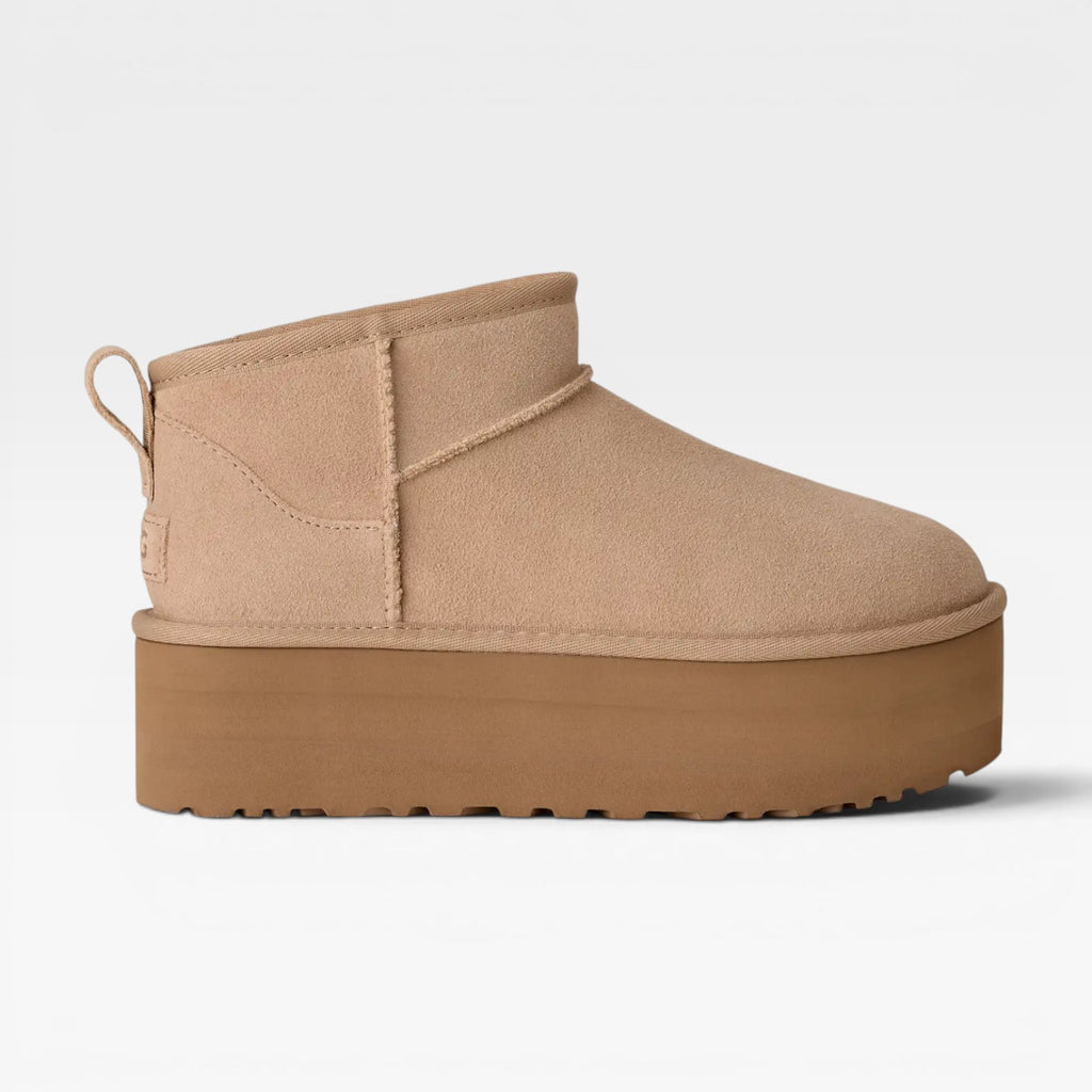 Women's Cowhide Suede Platform Ankle Boots – Shearling Lined Mini Boots