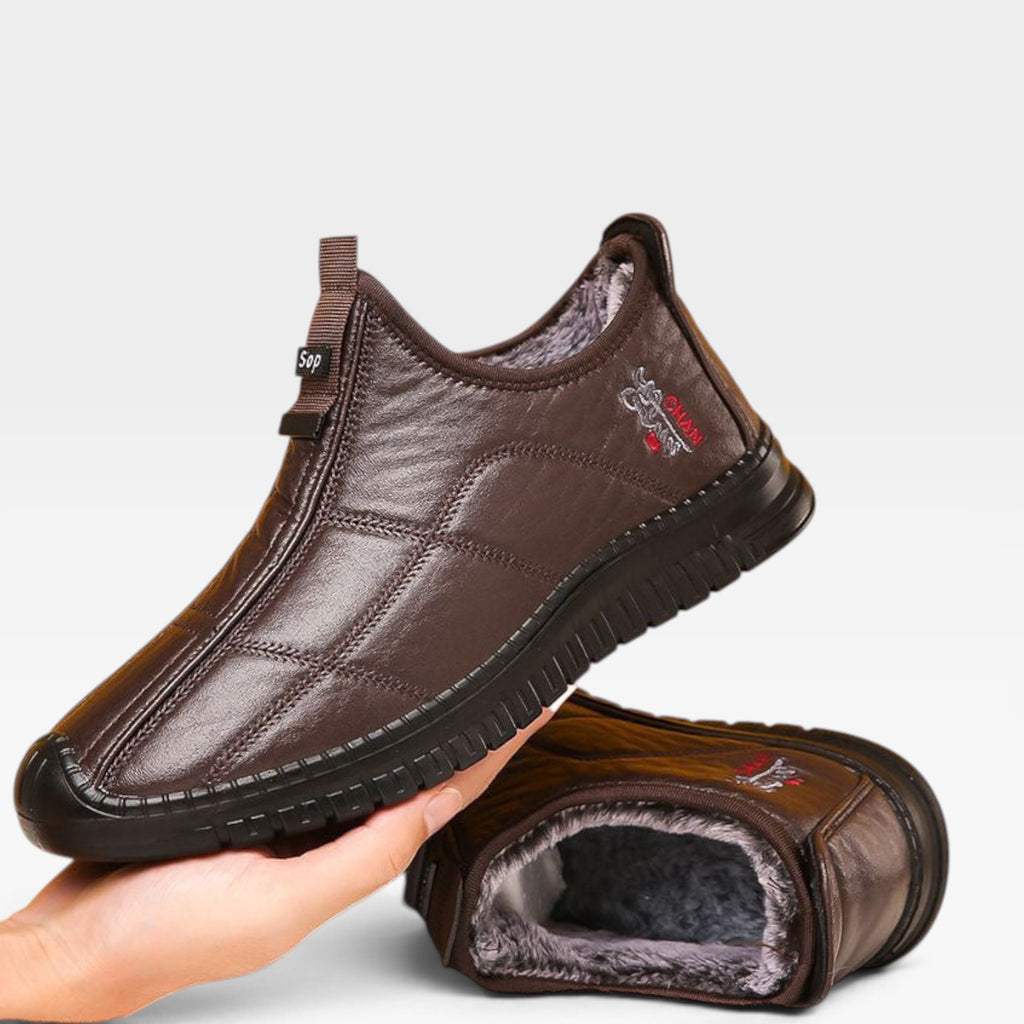 Bottes d’hiver imperméables en cuir pour homme