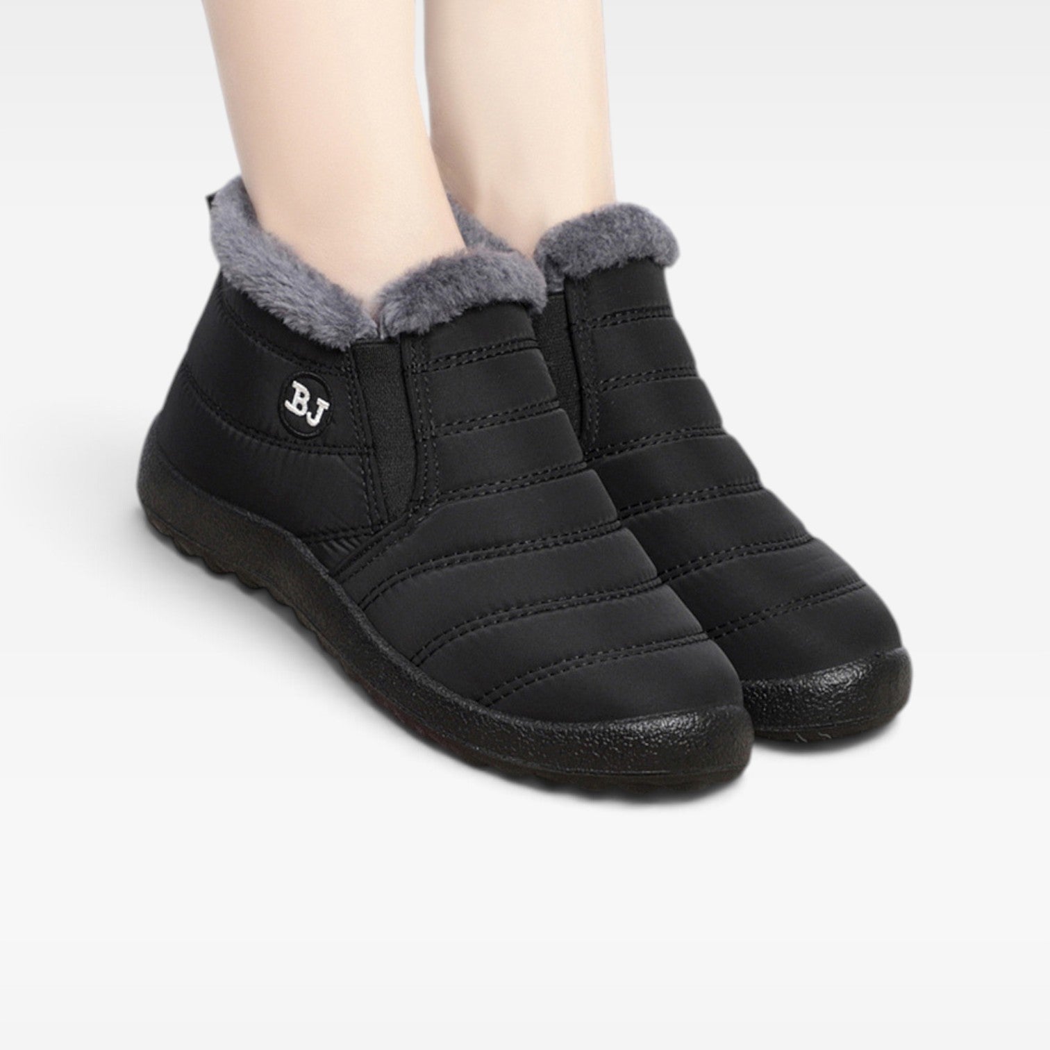 Women's Quilted Winter Boots – Fur Lined Waterproof Slip On Ankle Boots