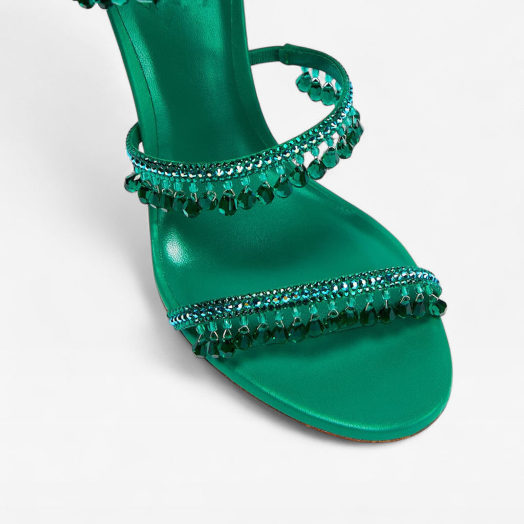 Women’s Crystal High Heel Sandals – Elegant Strappy Heels for Special Occasions