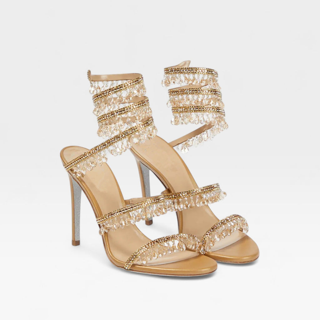 Women’s Crystal High Heel Sandals – Elegant Strappy Heels for Special Occasions
