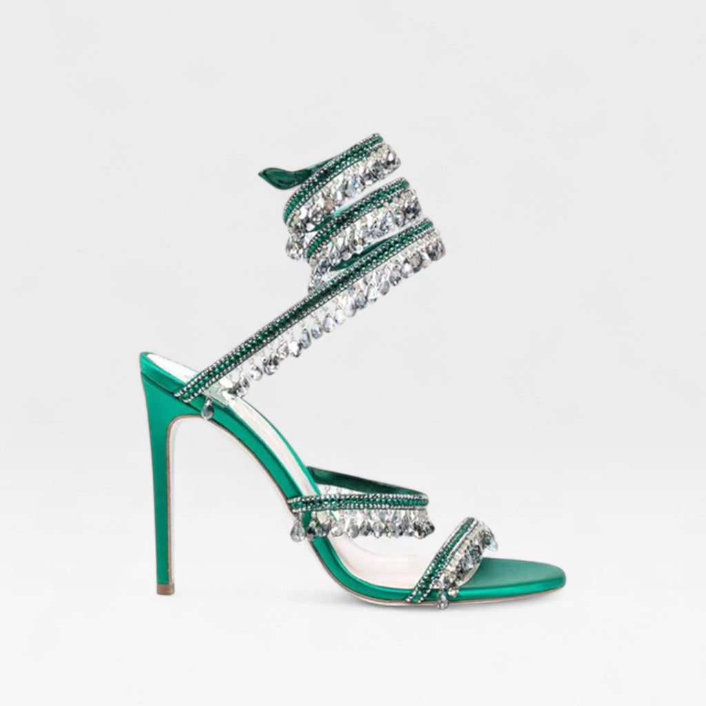 Women’s Crystal High Heel Sandals – Elegant Strappy Heels for Special Occasions