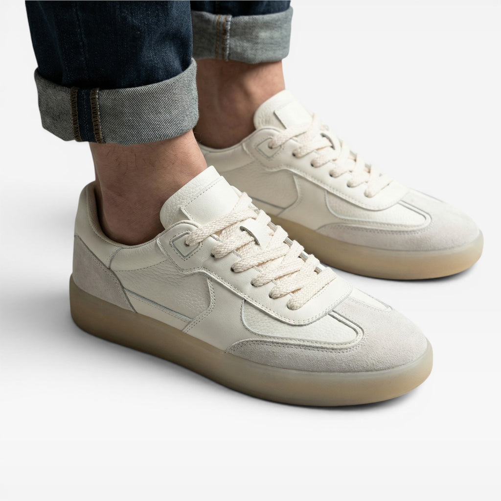 Baskets en cuir véritable pour hommes – Sneakers classiques à lacets pour un usage quotidien décontracté