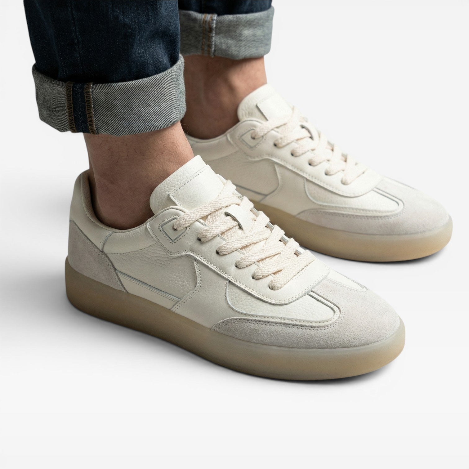 Baskets en cuir véritable pour hommes – Sneakers classiques à lacets pour un usage quotidien décontracté