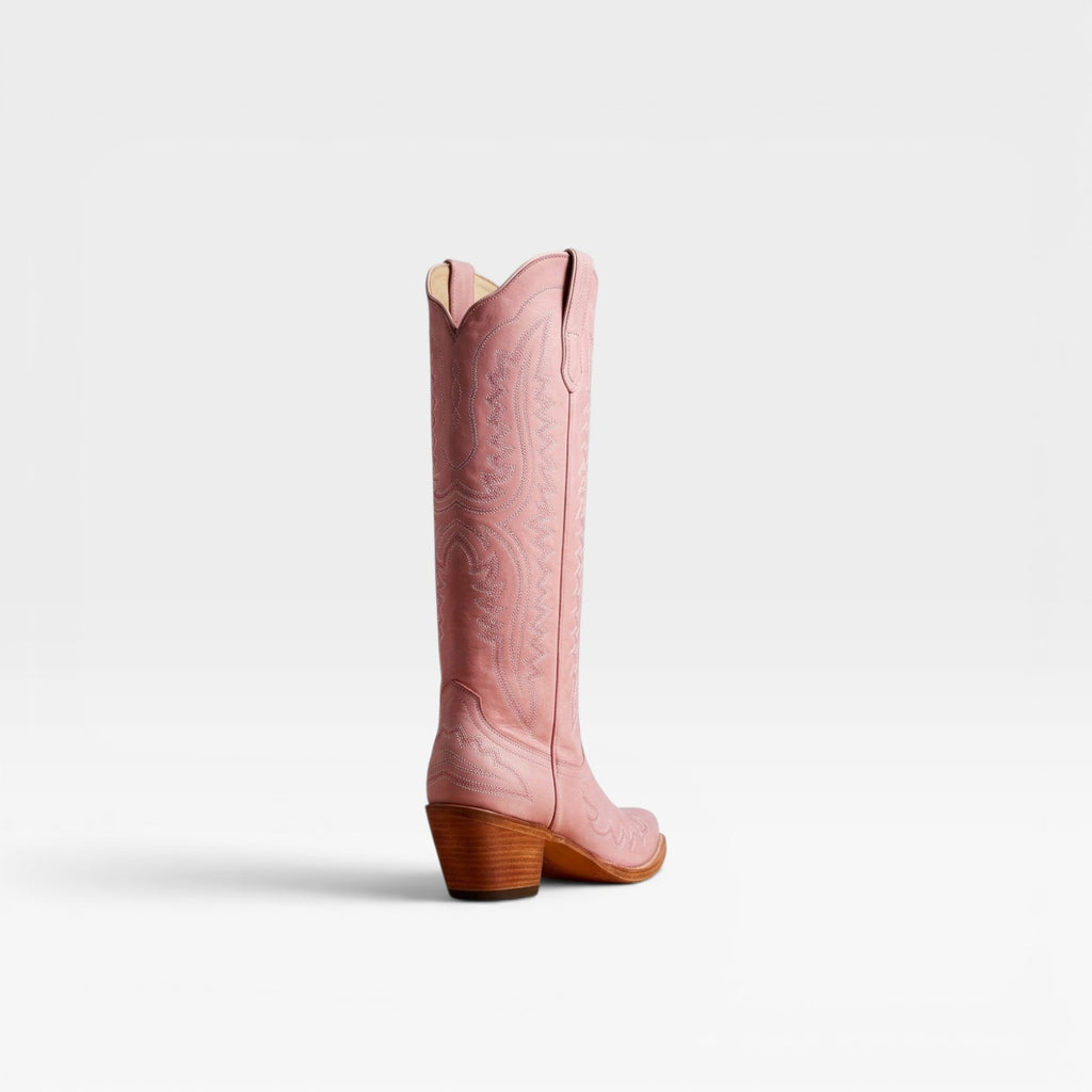 Women's Tall Cowboy Boots – Elegant Embroidered Western Block Heel Knee High Style