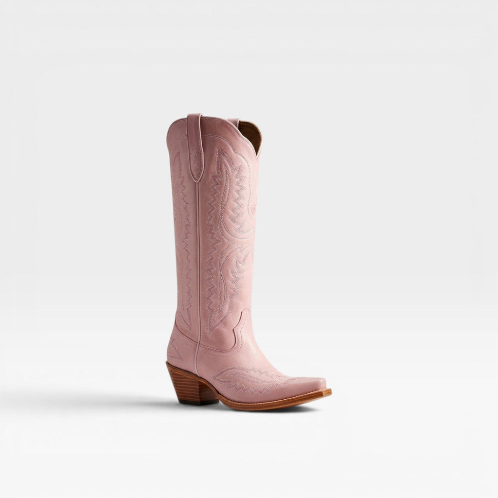 Women's Tall Cowboy Boots – Elegant Embroidered Western Block Heel Knee High Style