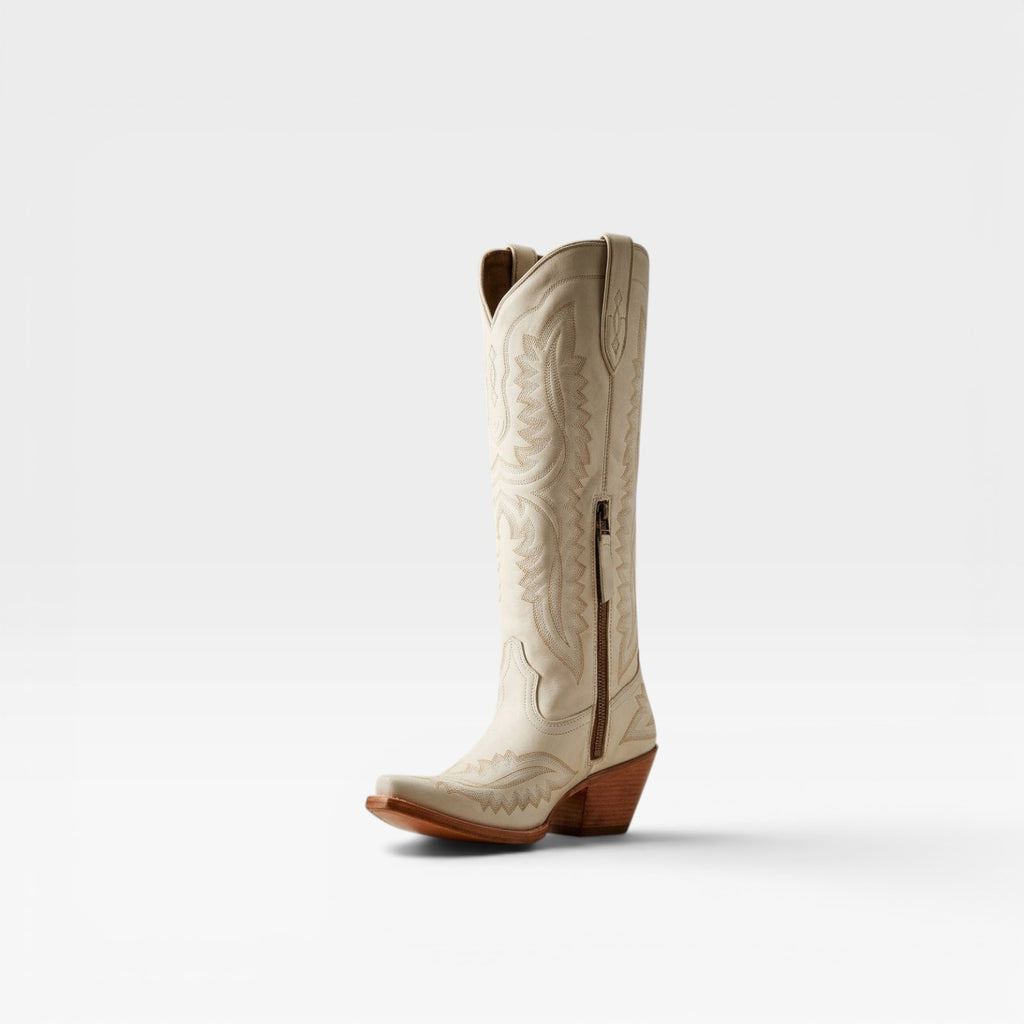 Women's Tall Cowboy Boots – Elegant Embroidered Western Block Heel Knee High Style