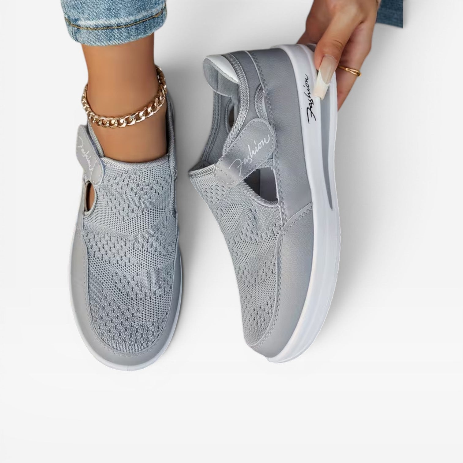 Women's Slip On Platform Trainers – Velcro Strap Comfortable Walking Sneakers