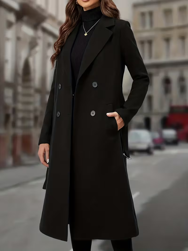 Women's Elegant Double-Breasted Longline Coat