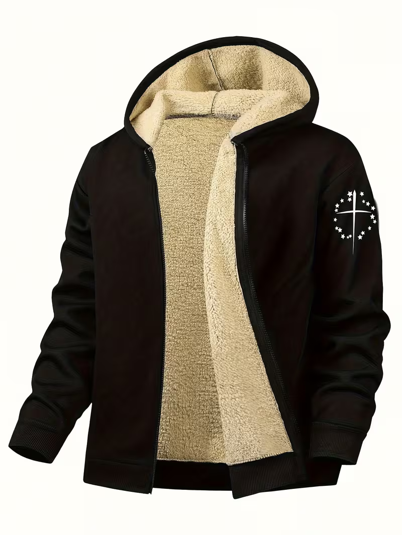 Men's Cosy Sherpa-Lined Hooded Fleece Jacket