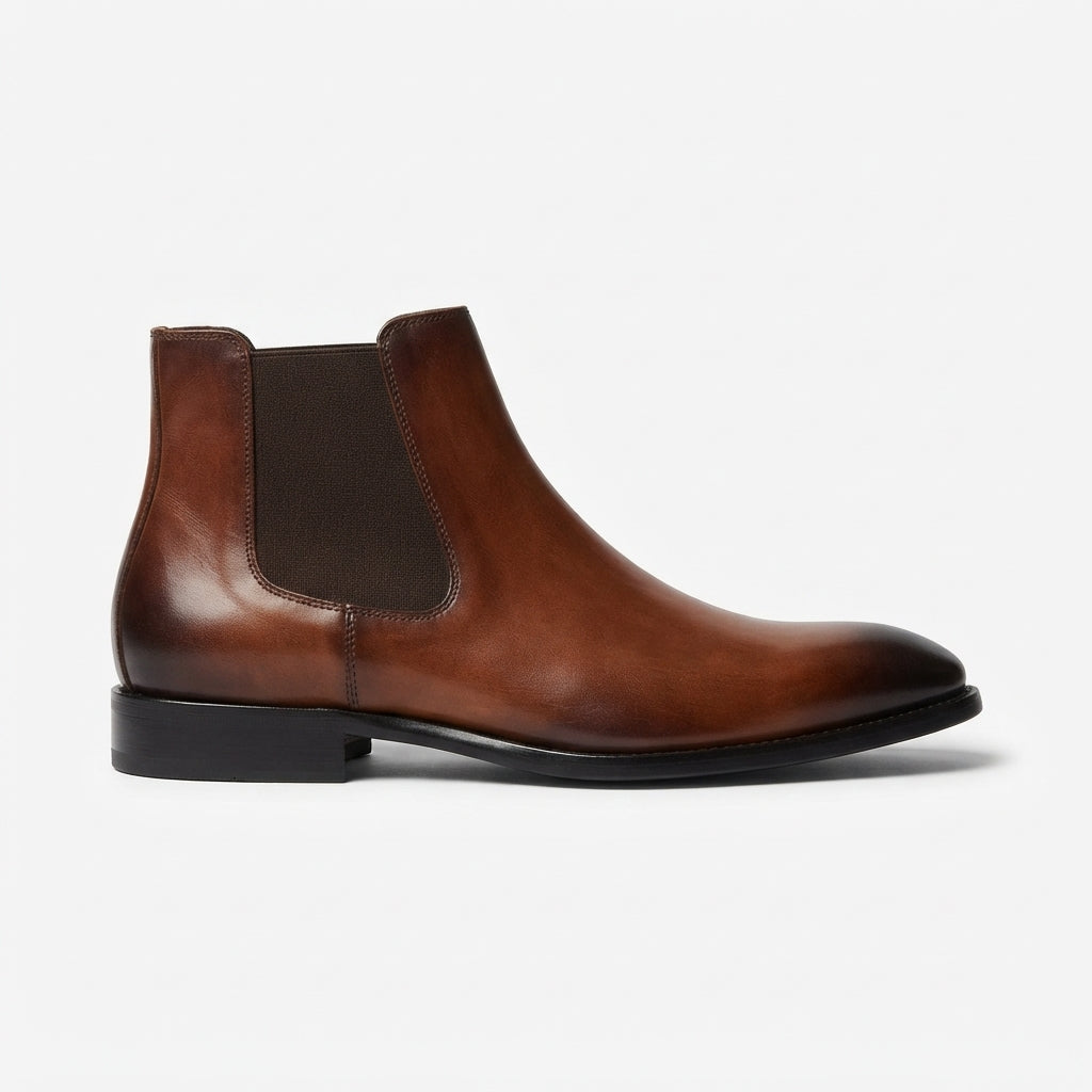 Men's Polished Leather Chelsea Boots