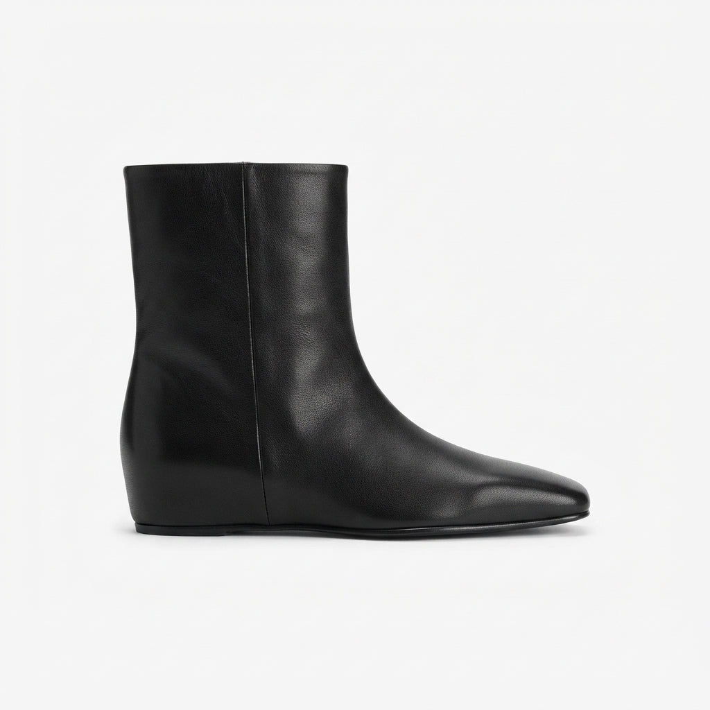 Women's Elegant Square Toe Leather Ankle Boots