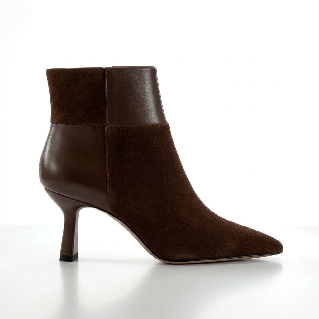 Women's Polished Pointed Toe Heeled Ankle Boots