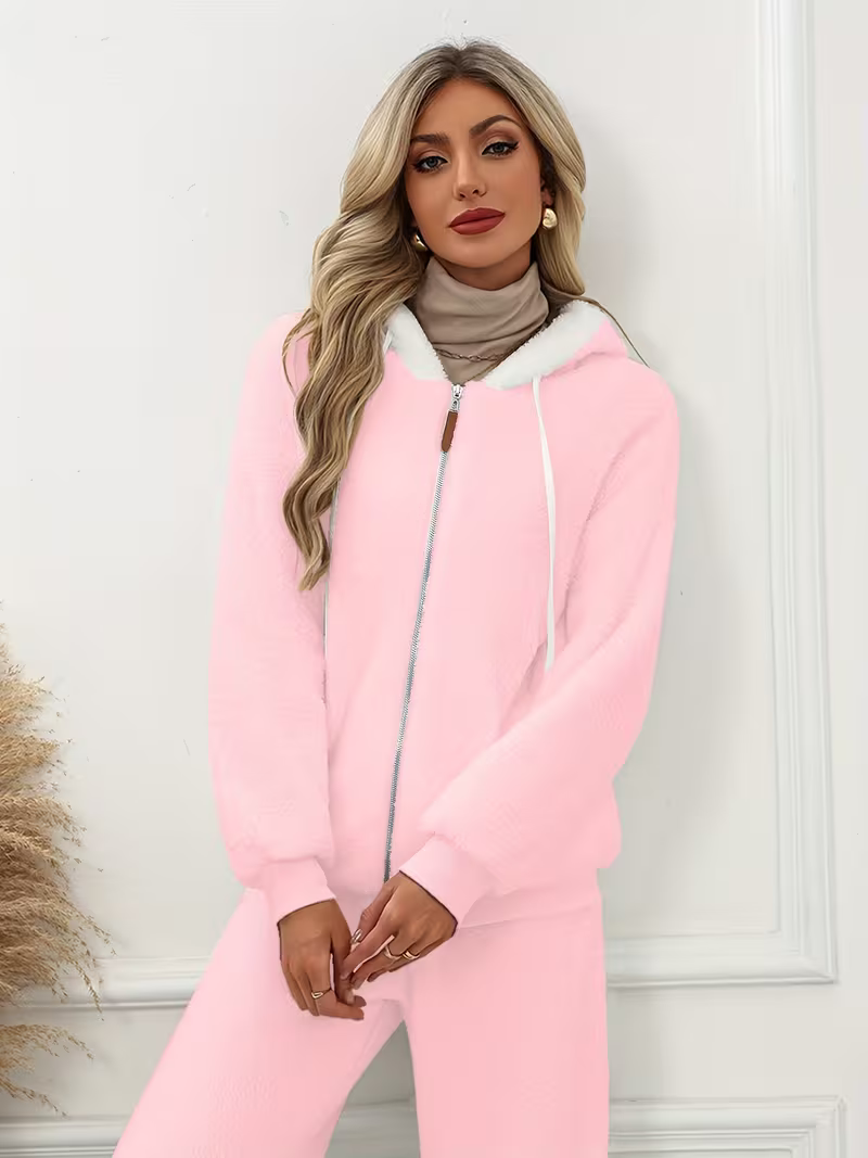 Women's Cosy Oversized Fleece Zip-Up Hoodie
