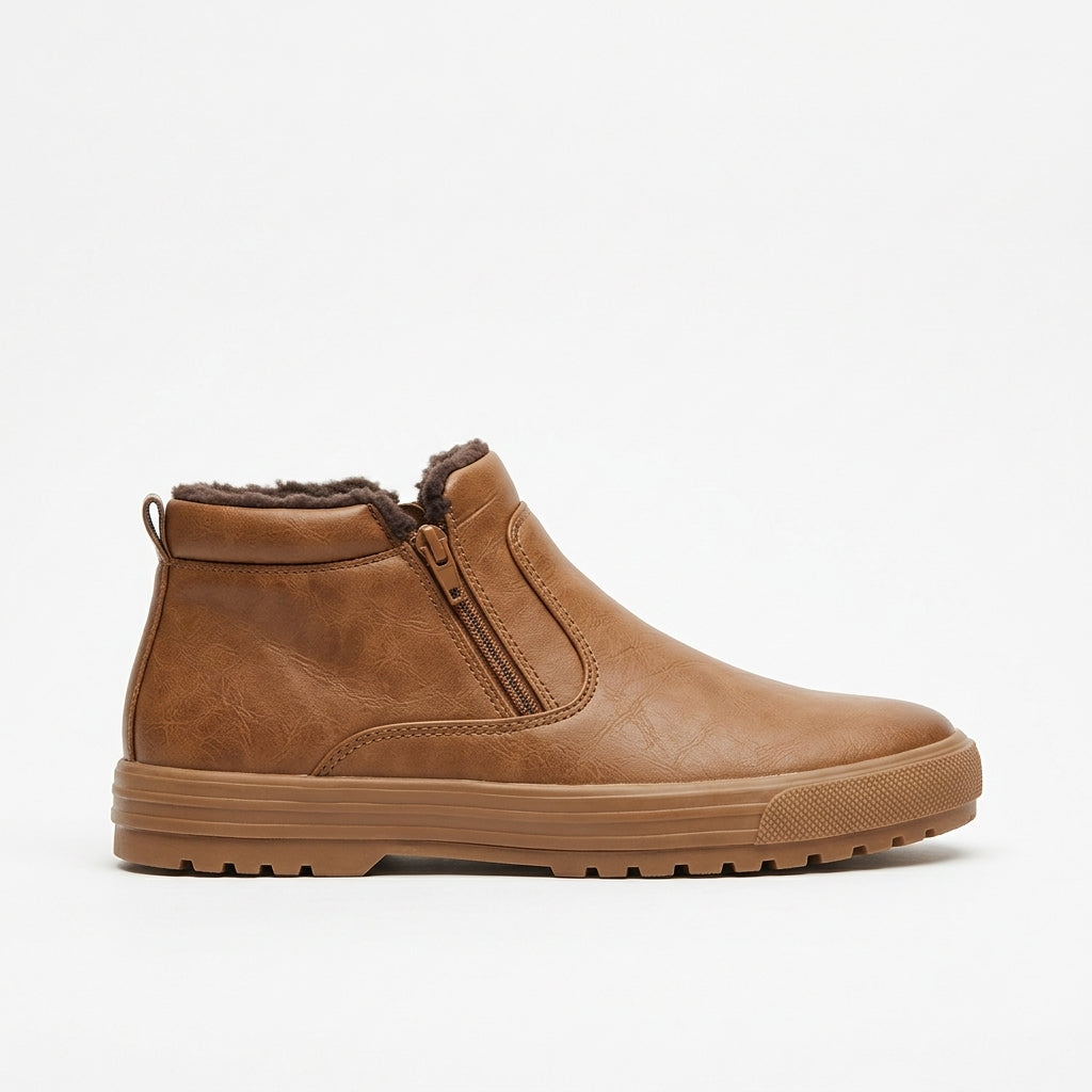 Men's Cosy Leather Platform Winter Boots