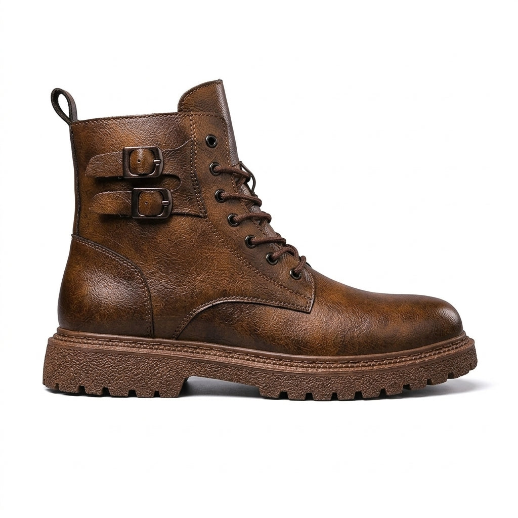 Men's Polished Leather Combat Boots