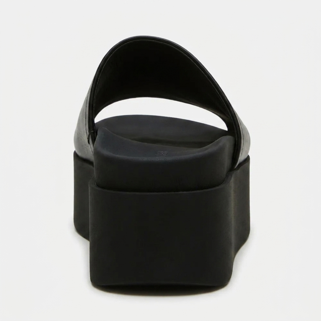 Women's Leather Flatform Slides – Minimalist Chunky Platform Sandals