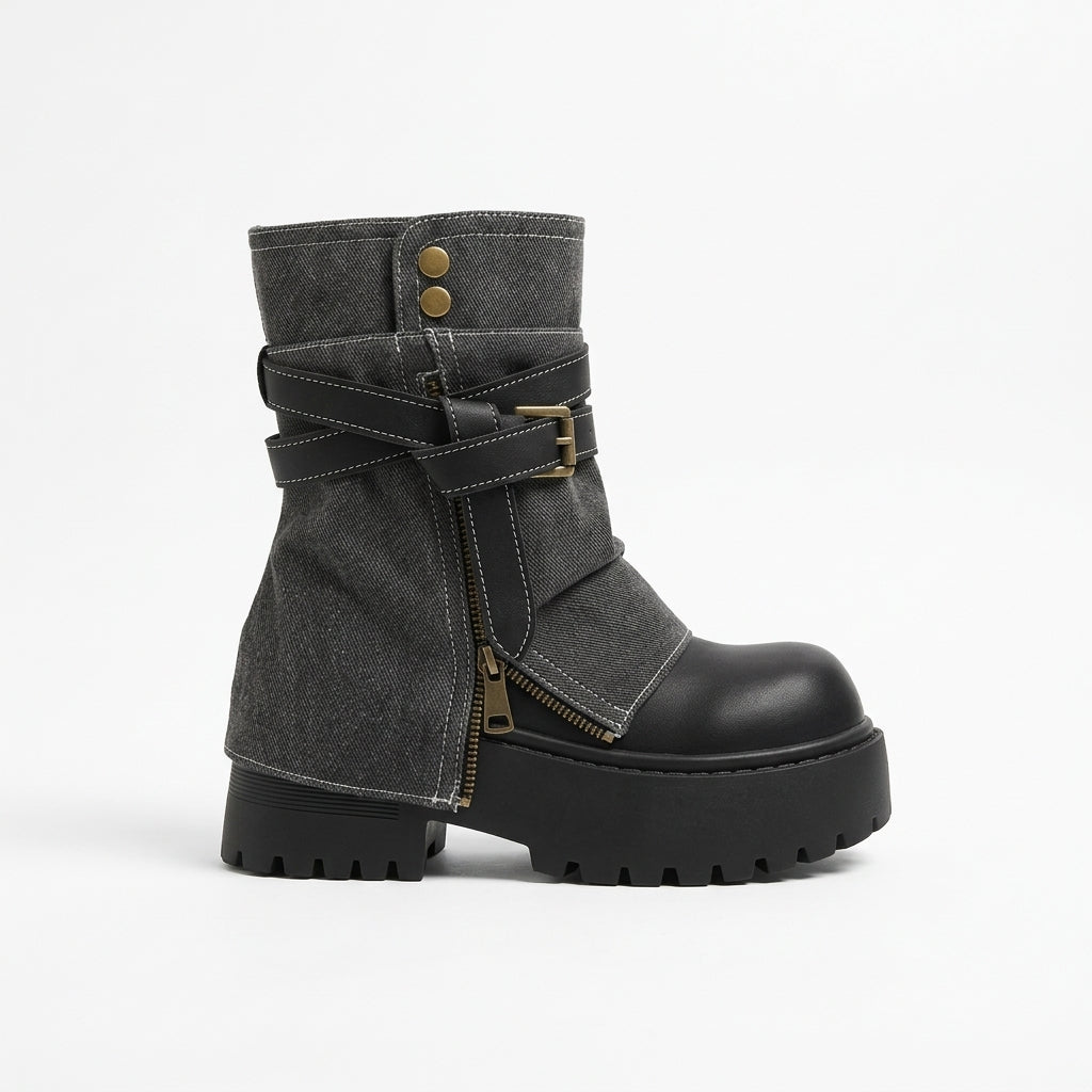 Women's Chic Slouch Biker Platform Boots