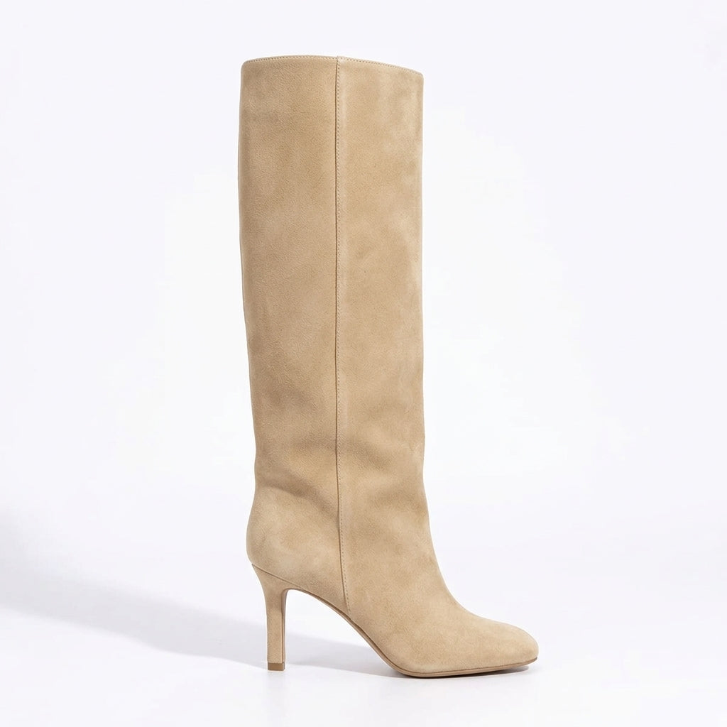 Women's Suede Knee High Heeled Boots