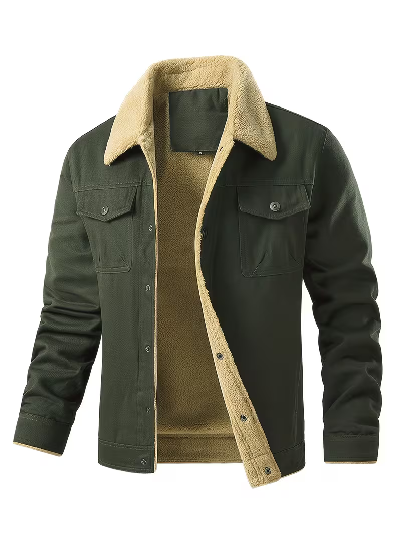 Men's Cosy Sherpa-Collar Workwear Jacket