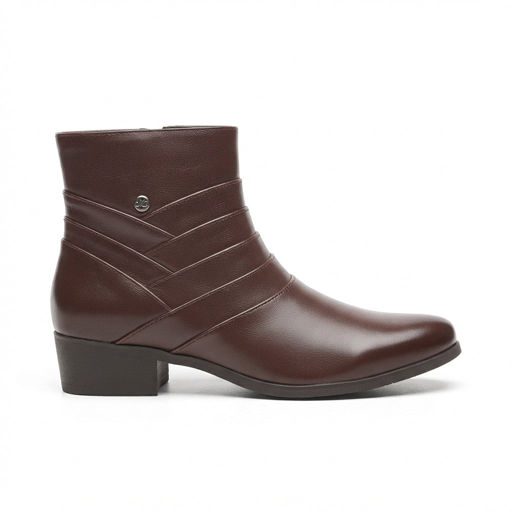 Men's Refined Leather Heeled Ankle Boots