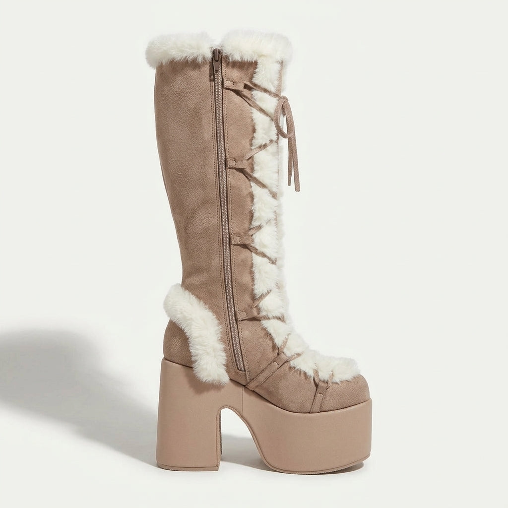 Women's Platform Knee High Suede Boots