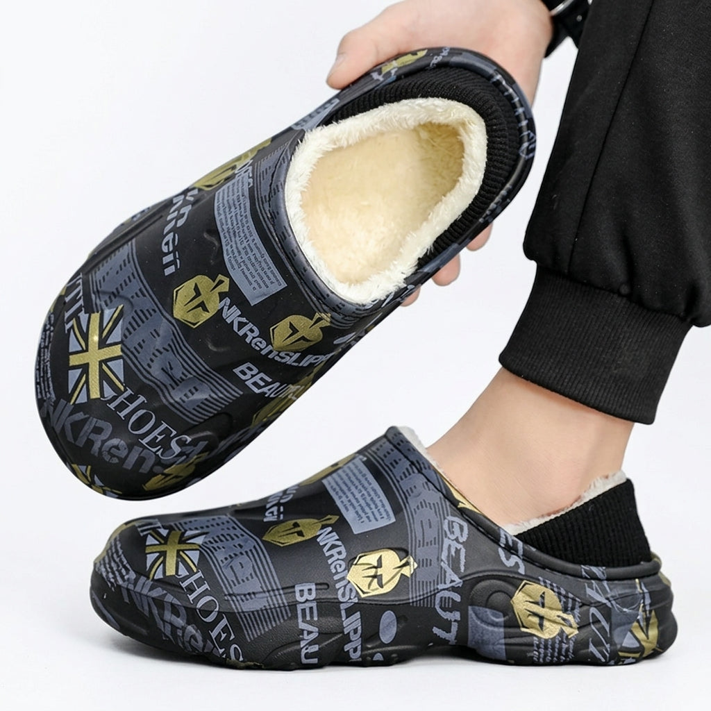 Men's Cosy Fleece-Lined Clog Slippers