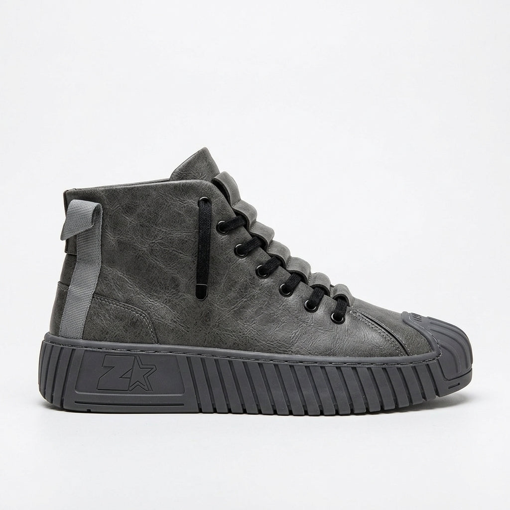 Men's Rugged Leather High-Top Trainers