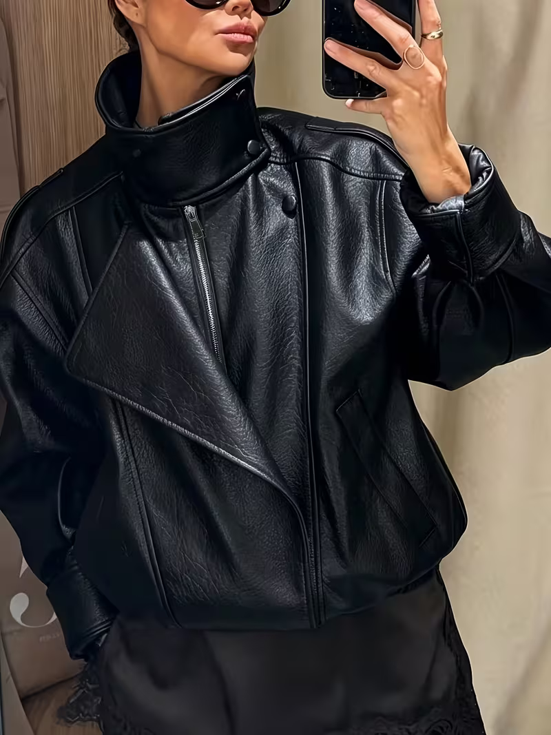 Women's Chic Oversized Faux Leather Jacket