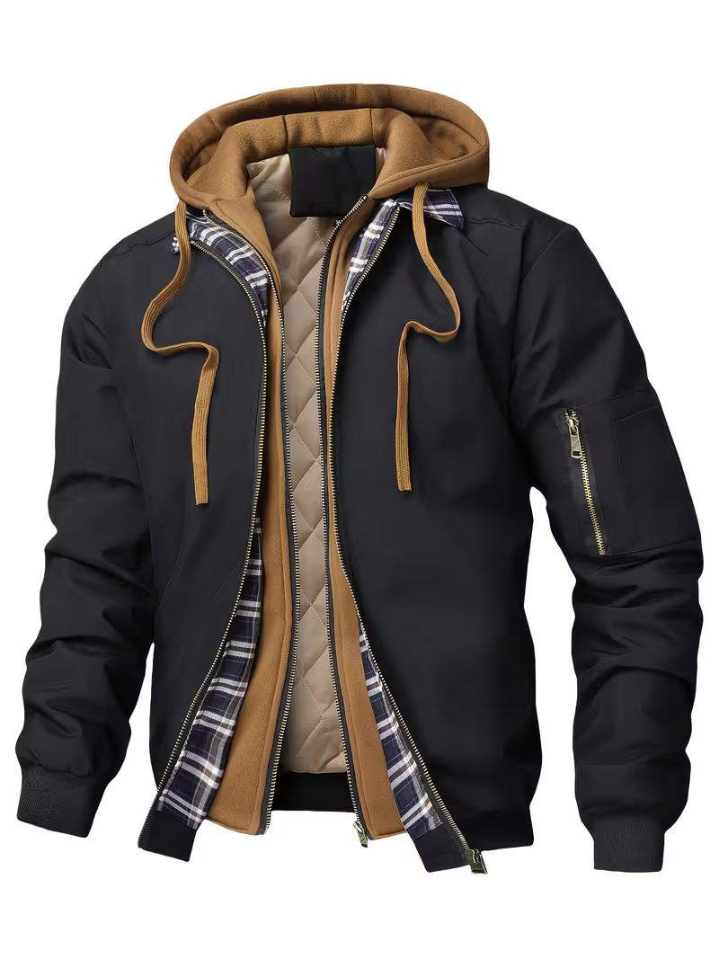 Men's Quilted Hooded Zip-Up Jacket