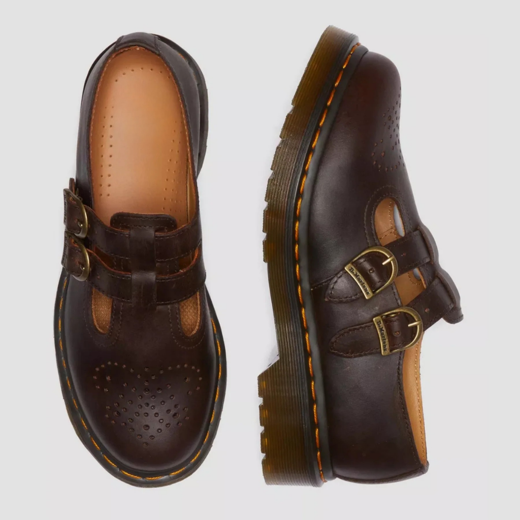 Women's Cowhide Leather Mary Jane Flats – Double Buckle Strap Round Toe Shoes