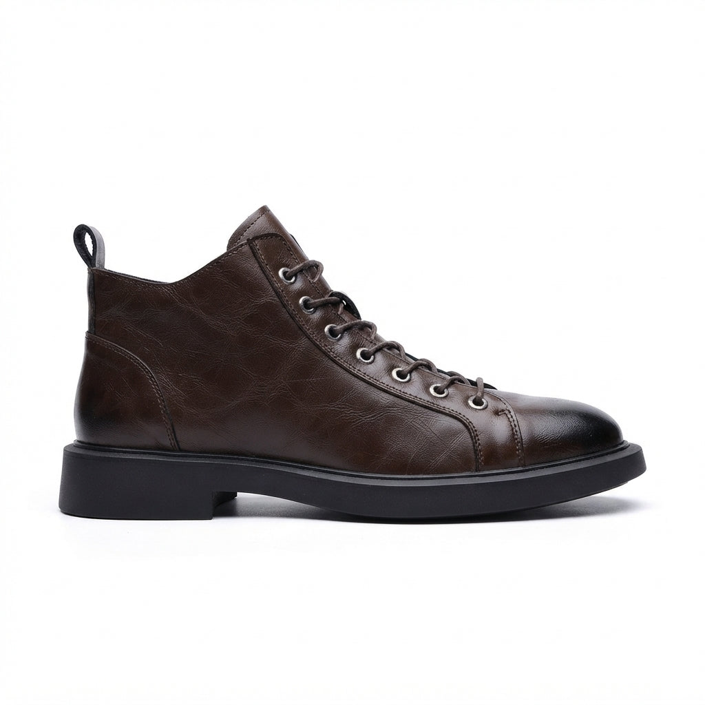 Men's Rugged Leather Lace-Up Boots