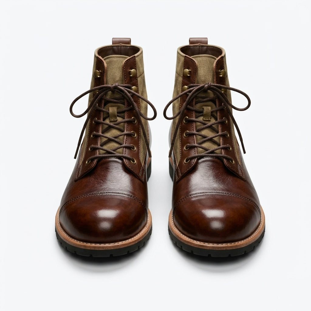 Men's Rugged Leather Lace-Up Boots