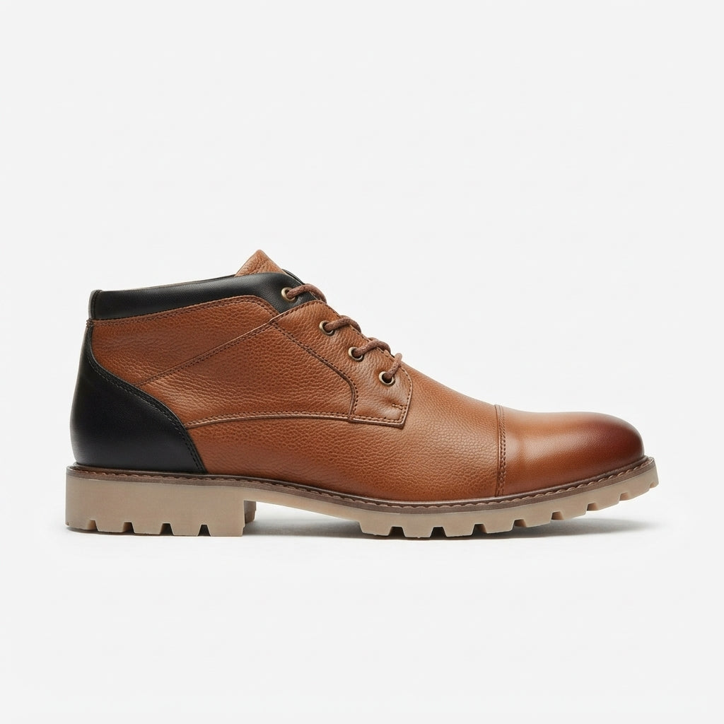 Men's Easygoing Leather Combat Boots