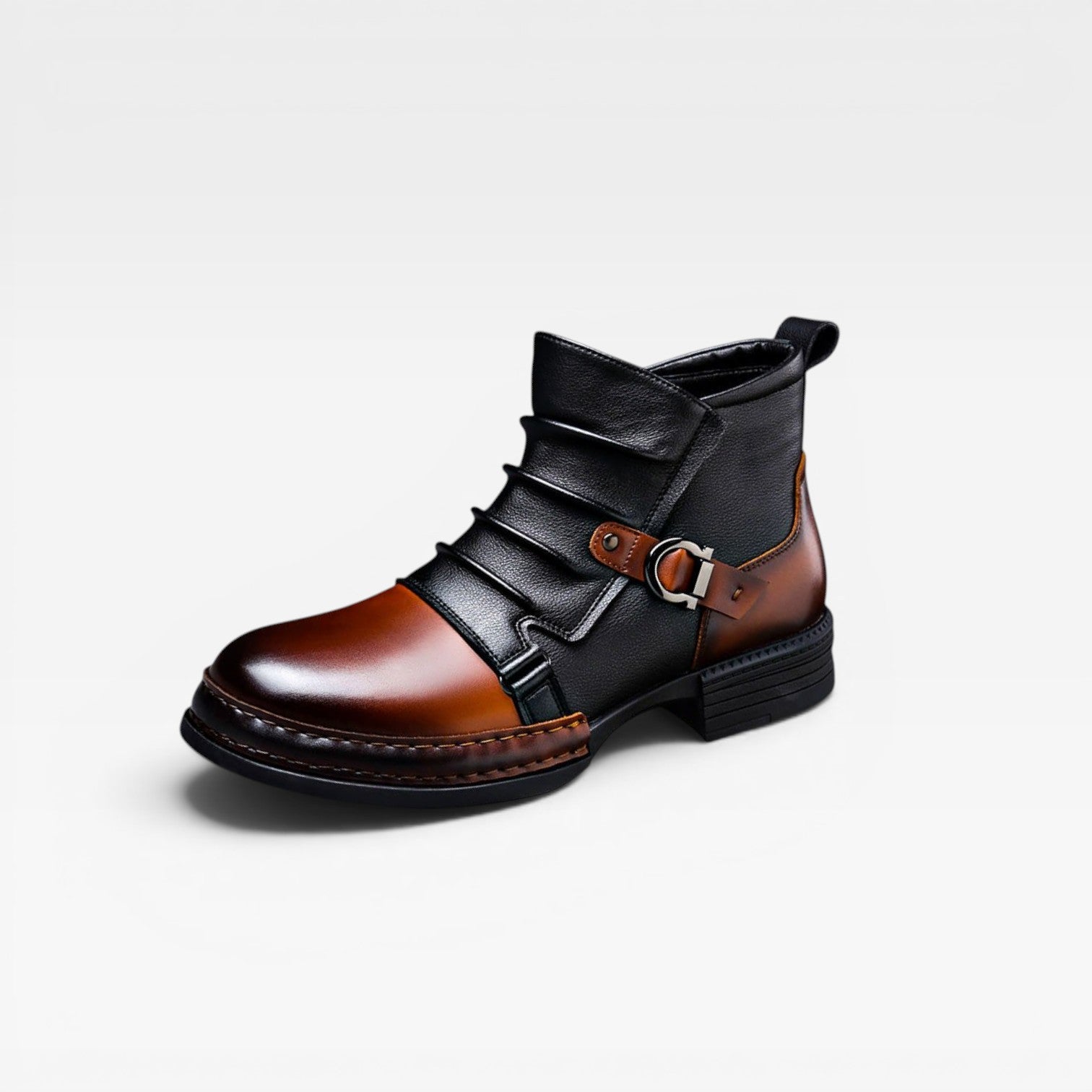 Bottes en cuir véritable pour hommes – Chaussures classiques à lacets, raffinées pour un usage quotidien