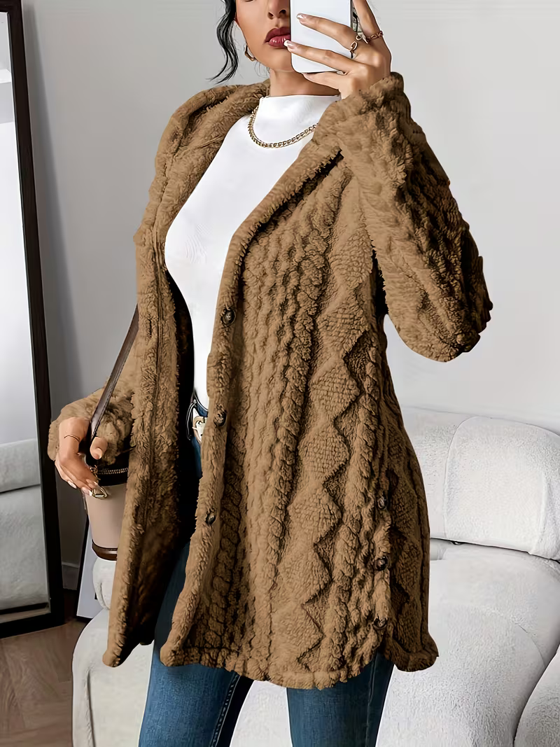 Women's Cosy Hooded Jacquard Cardigan Coat