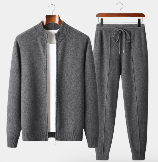 Men's Relaxed Merino Zip Cardigan & Jogger Set