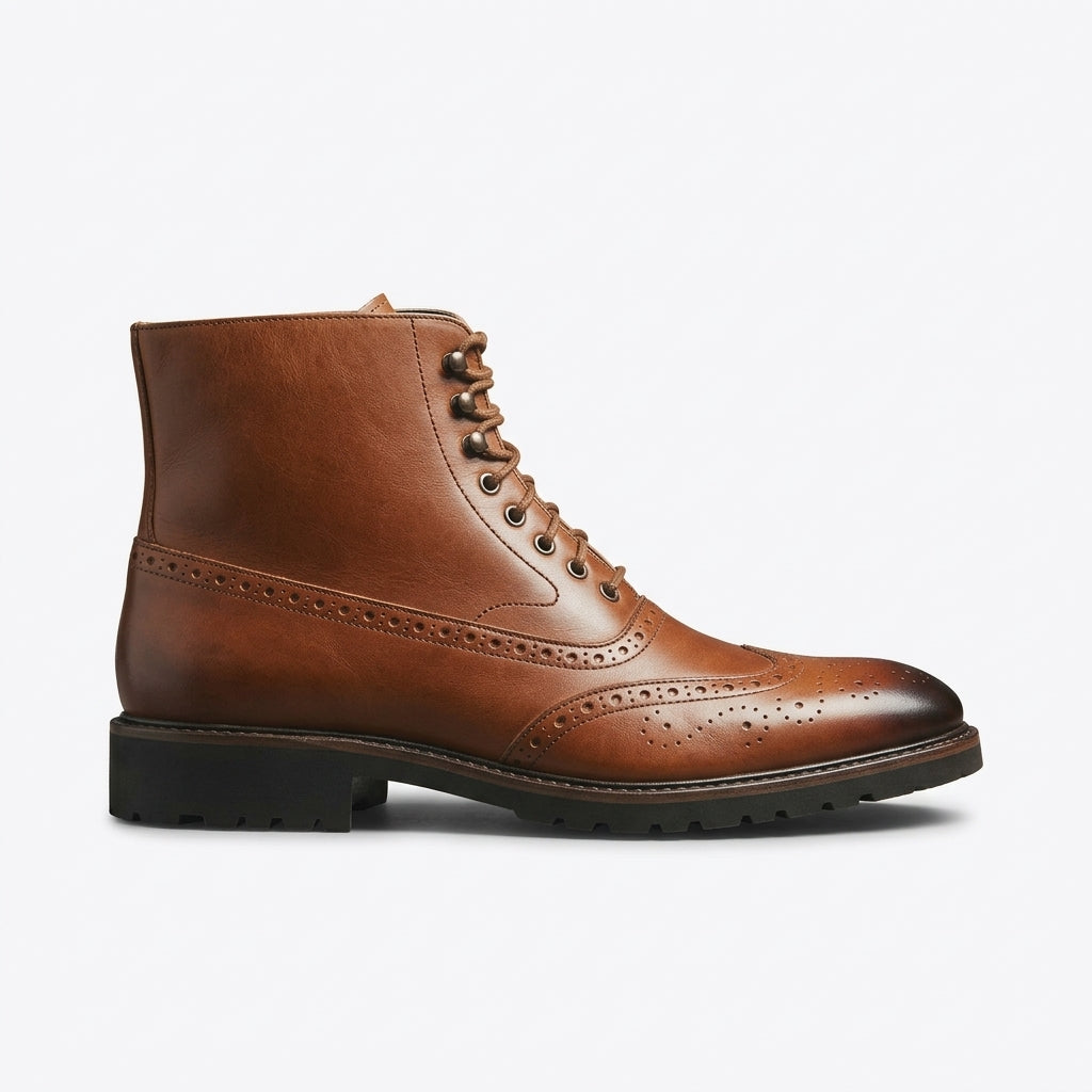Men's Leather Brogue Ankle Boots