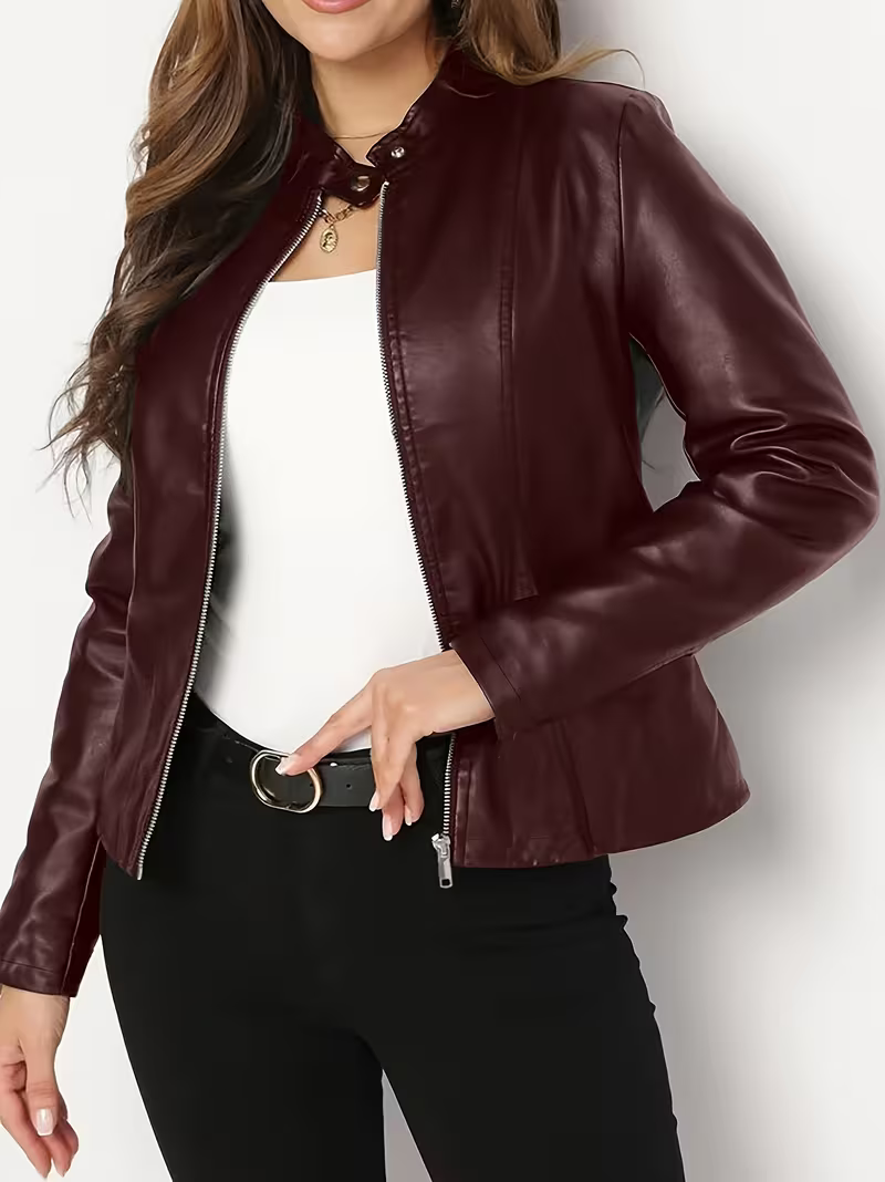 Women's Chic Faux Leather Moto Jacket
