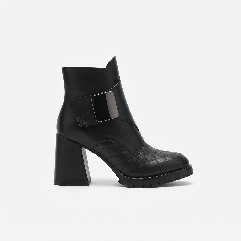 Women's Polished Pointed Toe Heeled Ankle Boots