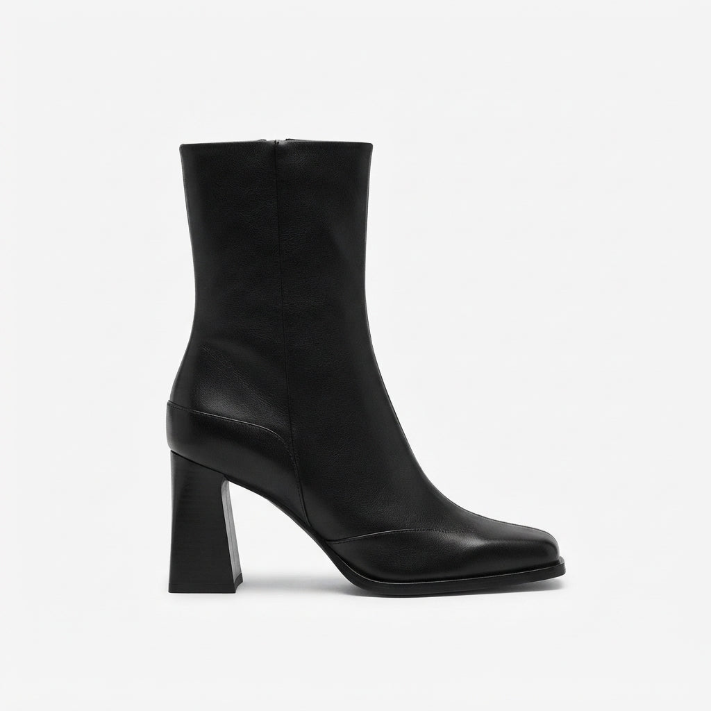 Women's Elegant Square Toe Heeled Ankle Boots