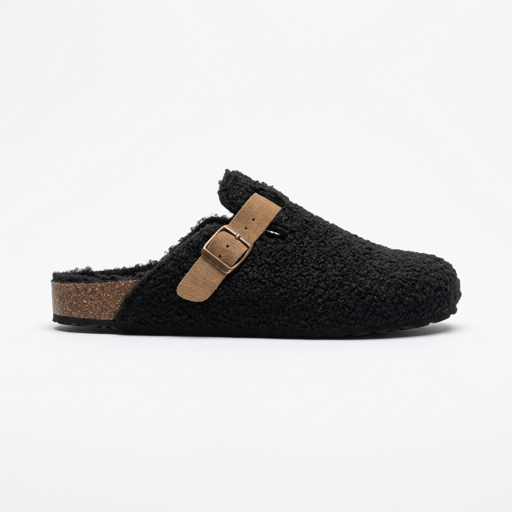Women's Cosy Sherpa Buckle Slippers