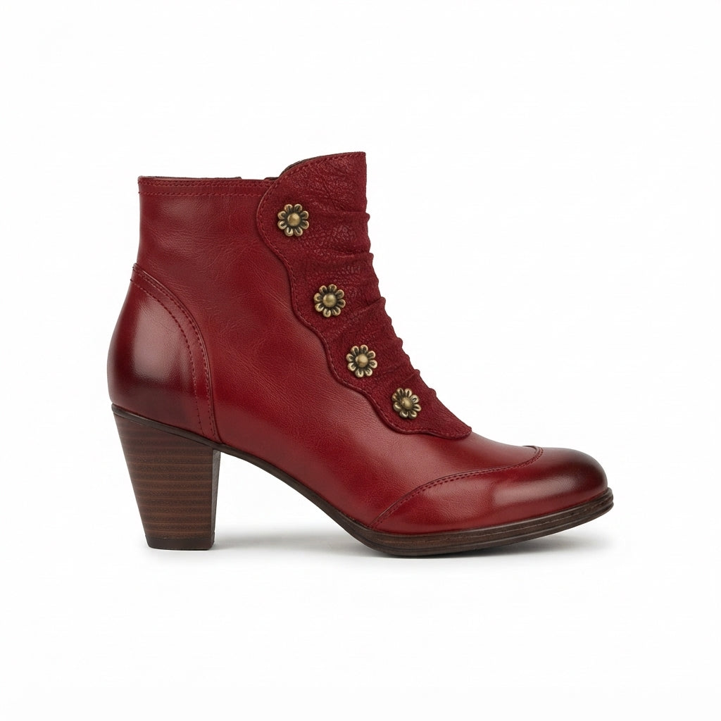 Women's Elegant Leather Heeled Ankle Boots