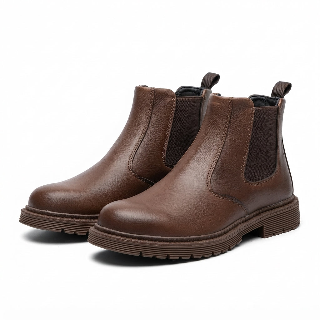 Men's Rugged Leather Chelsea Work Boots