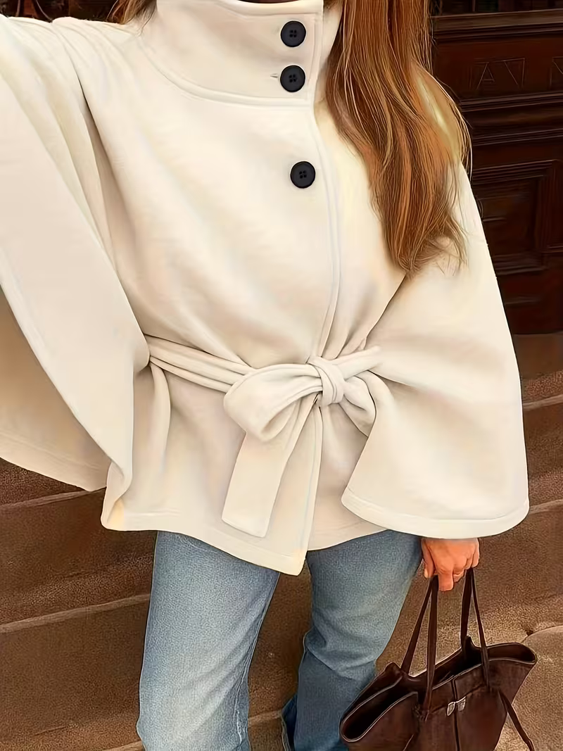 Women's Elegant Cape Sleeve Tie-Waist Jacket
